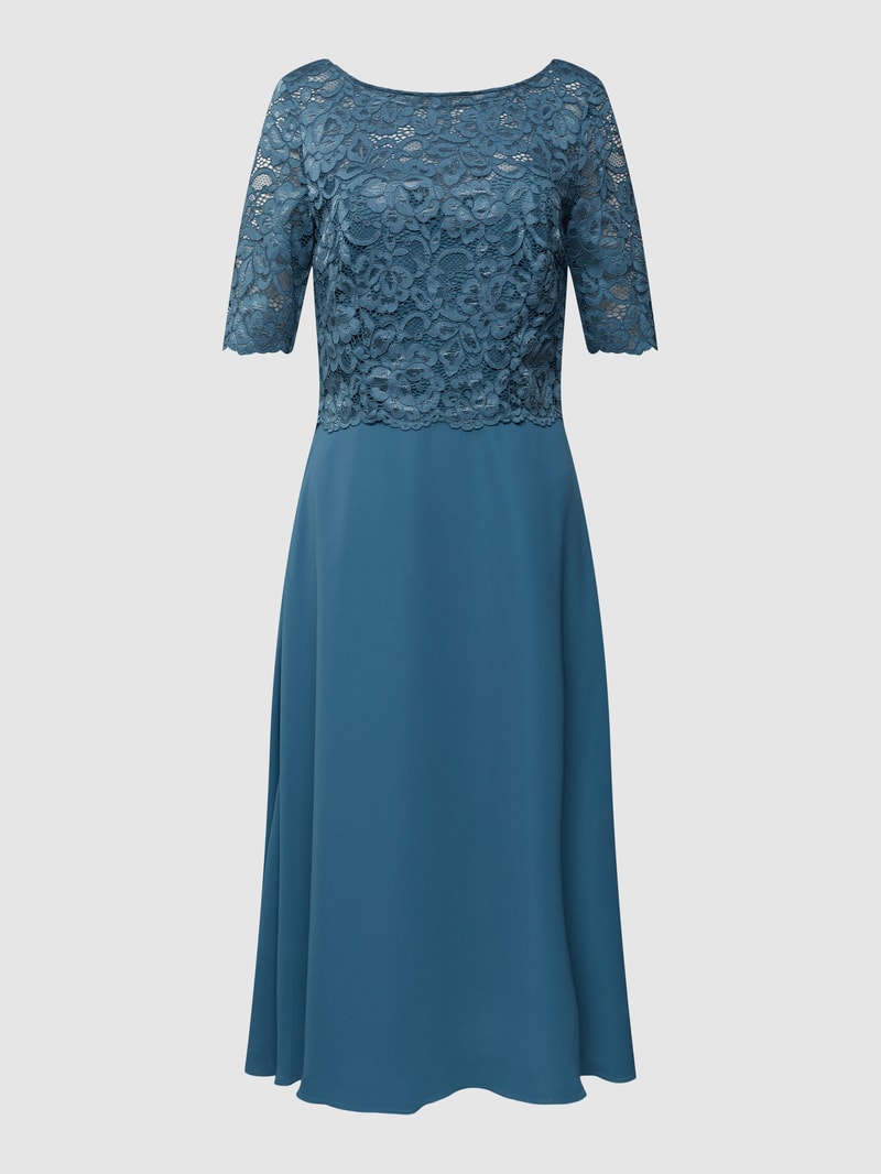 Cocktailkleid mit Spitzenbesatz in jeans