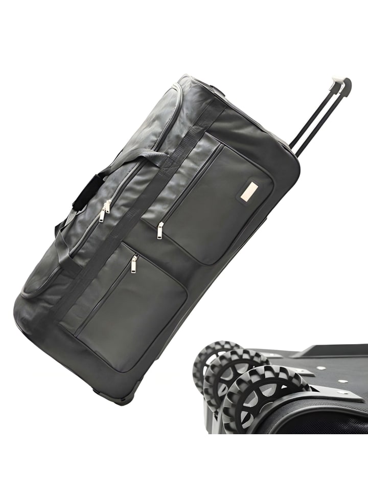 Cheffinger Gepäcktasche 3 Rollen Handgepäck Reisetasche Reisegepäck in Schwarz günstig kaufen