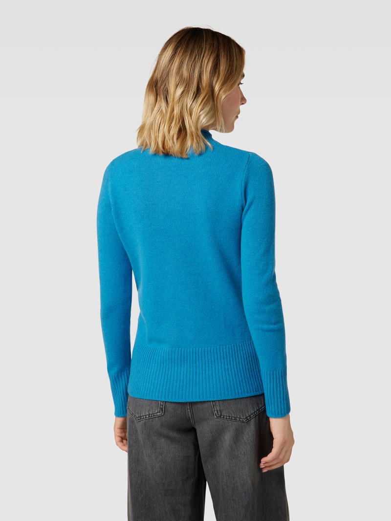 Strickpullover aus Wolle mit Stehkragen in blau