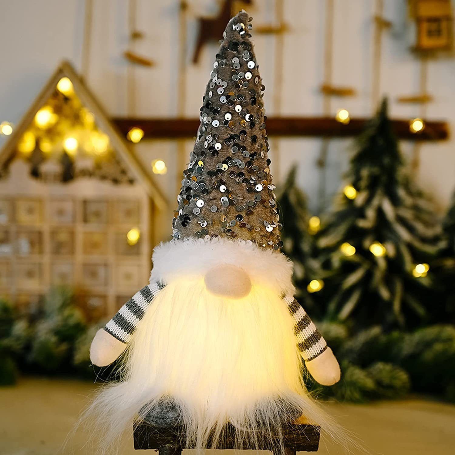 DOPWii Dekohänger Weihnachten Wichtel mit Licht Weihnachtszwerg Plüsch