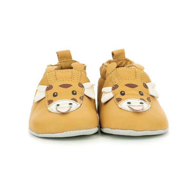 Chaussons cuir tannage vegetal Cute Girafon