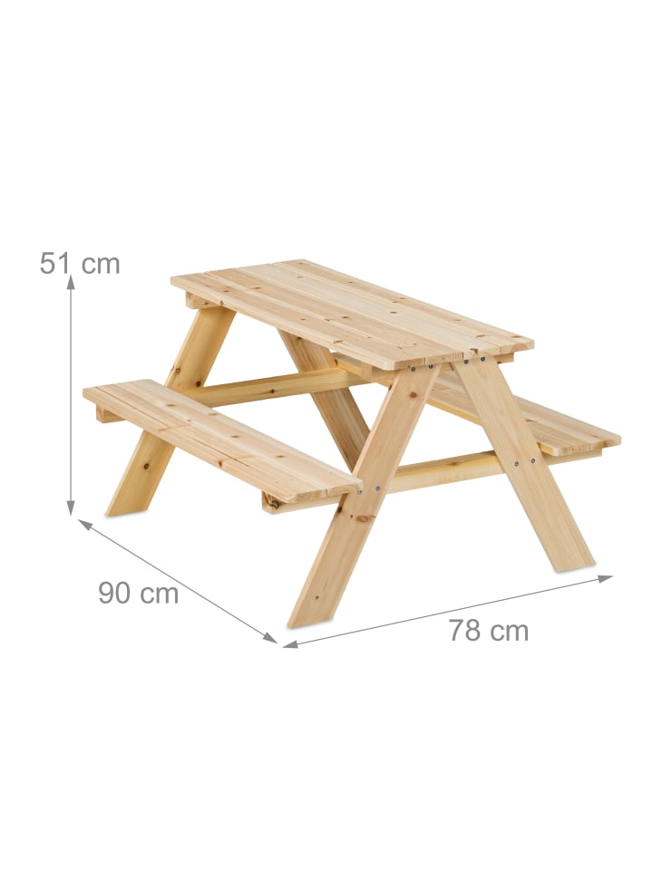 relaxdays Kindersitzgruppe In Natur - (B)90 x (H)51 x (T)78 cm günstig kaufen onesize