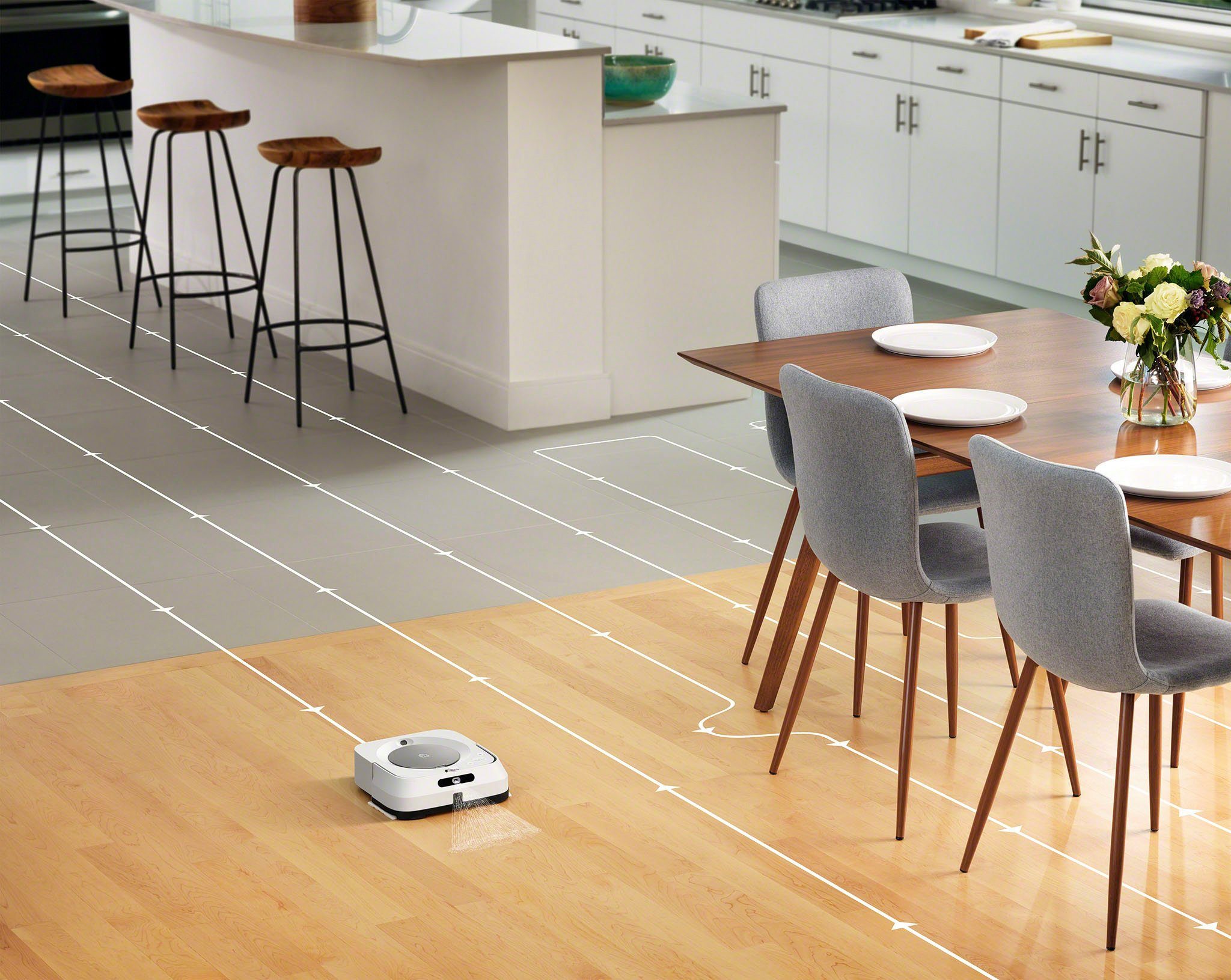 iRobot Wischroboter Braava jet m6 (m6138), beutellos, App-/Sprachsteuerung, Nasswischen und Trockenfegen, Kartierung