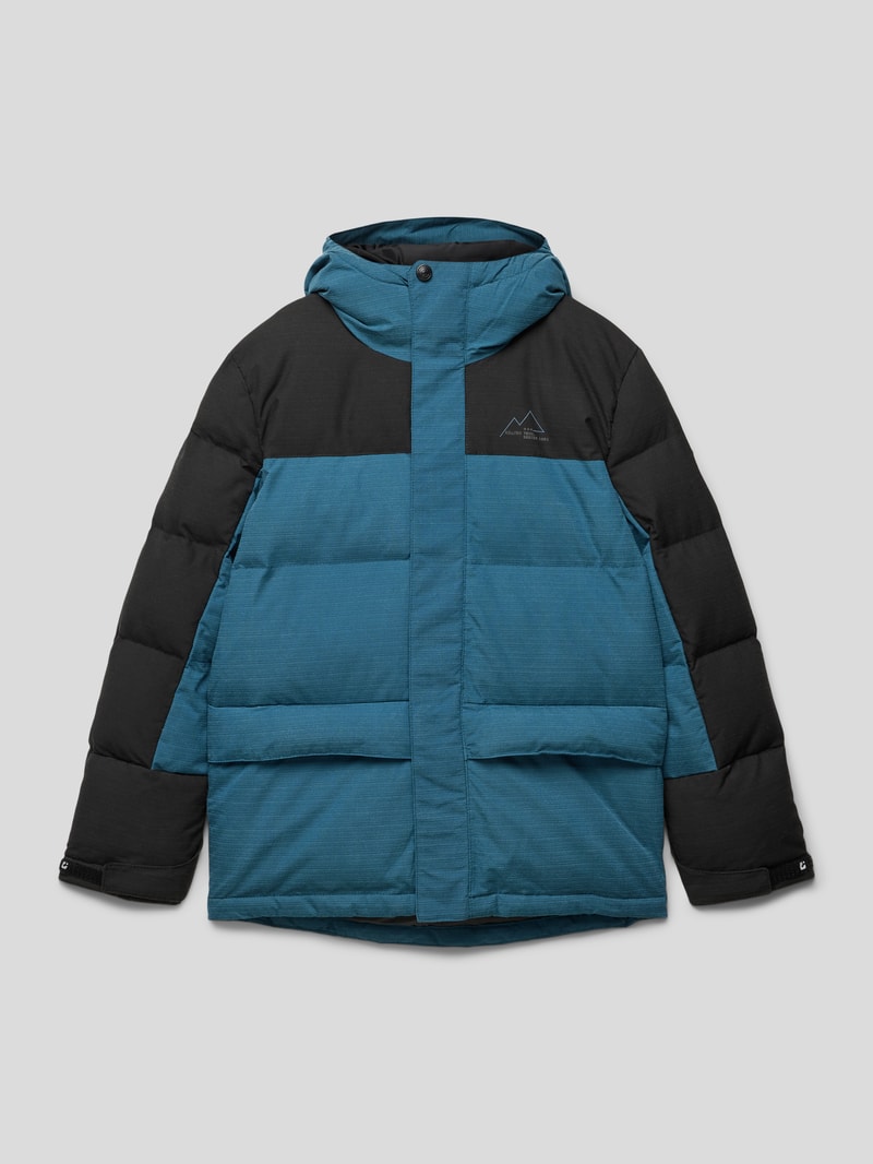 Steppjacke mit Label-Print in petrol