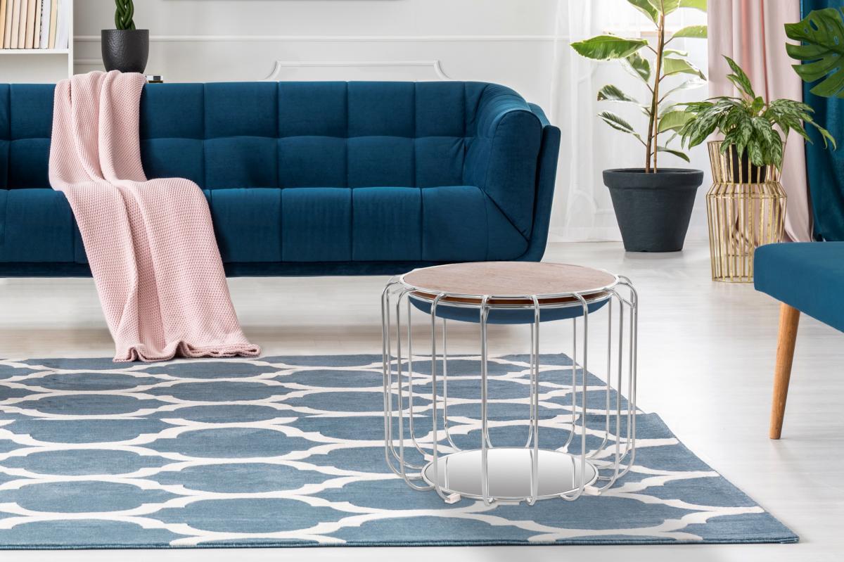 Kayoom Beistelltisch / Pouf Comfortable 110 Dunkelblau / Silber