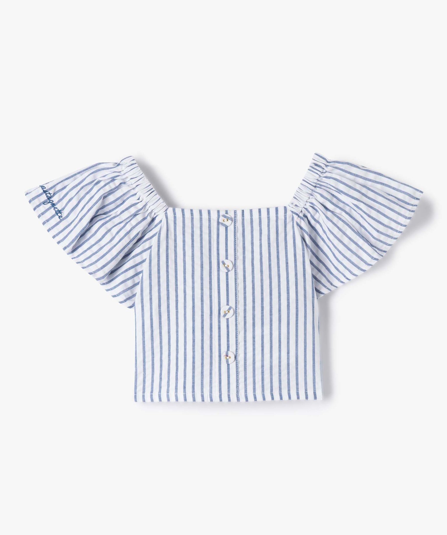 Chemise fille rayée avec manches volantées - LuluCastagnette raye | GEMO