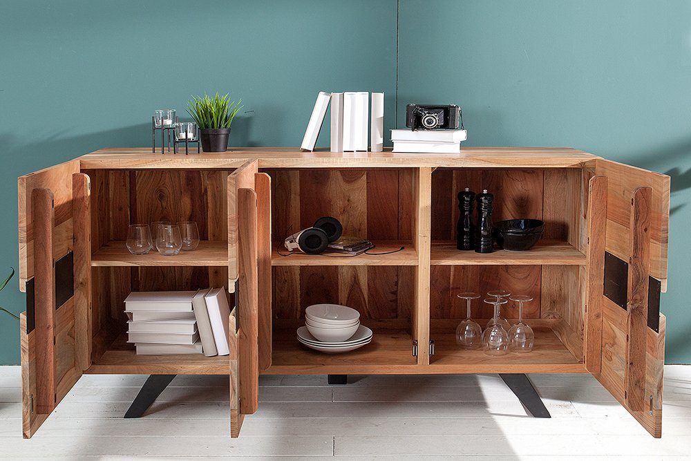 riess-ambiente Sideboard AMAZONAS 150cm natur, Massivholz · Anrichte · Baumkante · Akazie · Kommode · Wohnzimmer