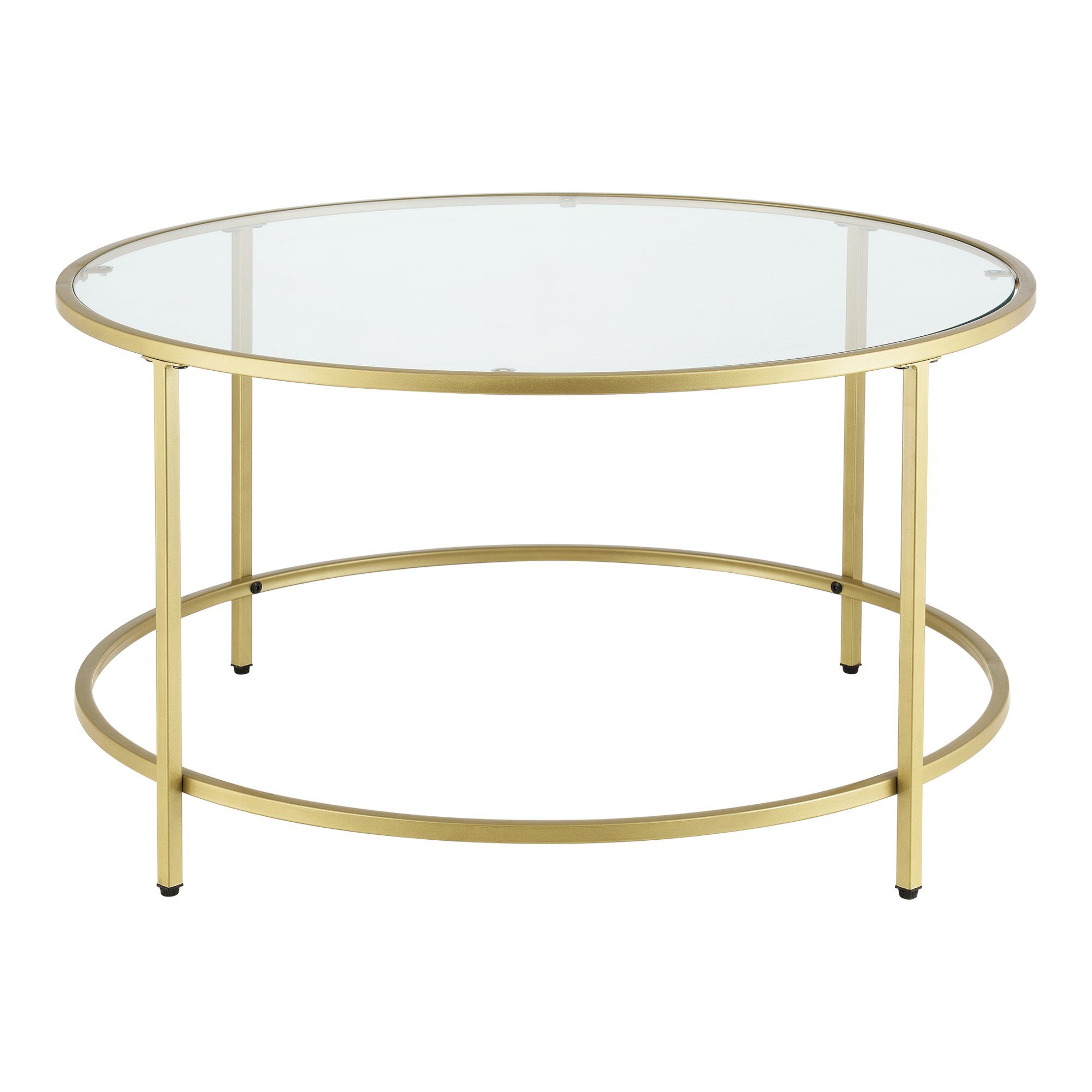 en.casa Couchtisch, Kouvola Wohnzimmertisch Sofatisch 84x45,5cm Glastisch Gold