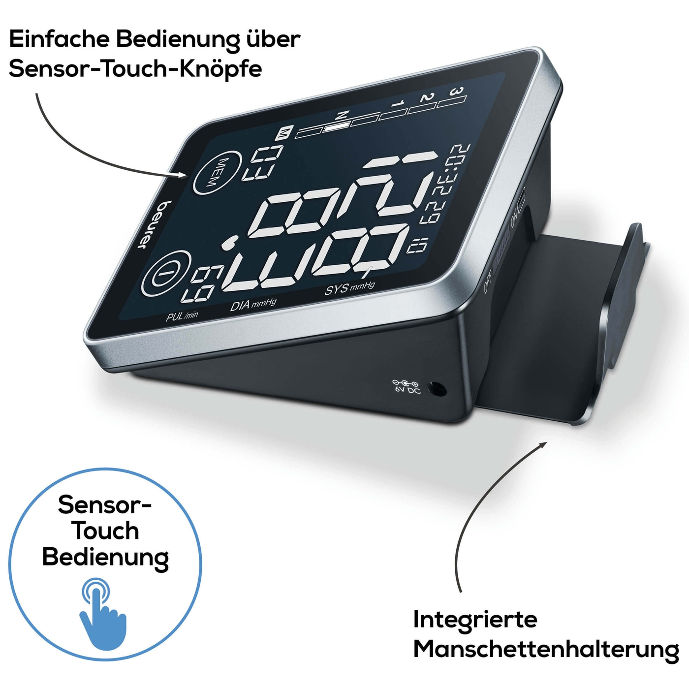Beurer Oberarm-Blutdruck-messgerät BM 58-Oberarm-Blutdruckmessgerät mit PC-Schnittstelle & XL-Schwarzdisplay