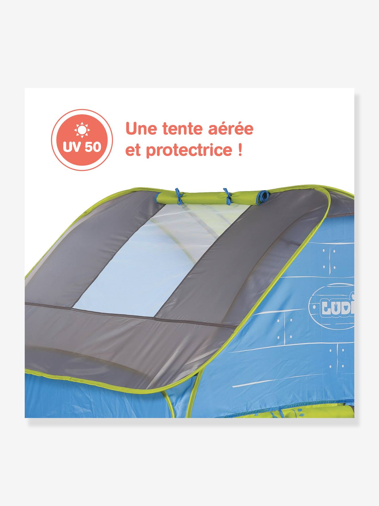 Ludi Kinder Spielzelt, Spielhaus COTTAGE mit UV-Schutz LUDI - blau/grün/grau