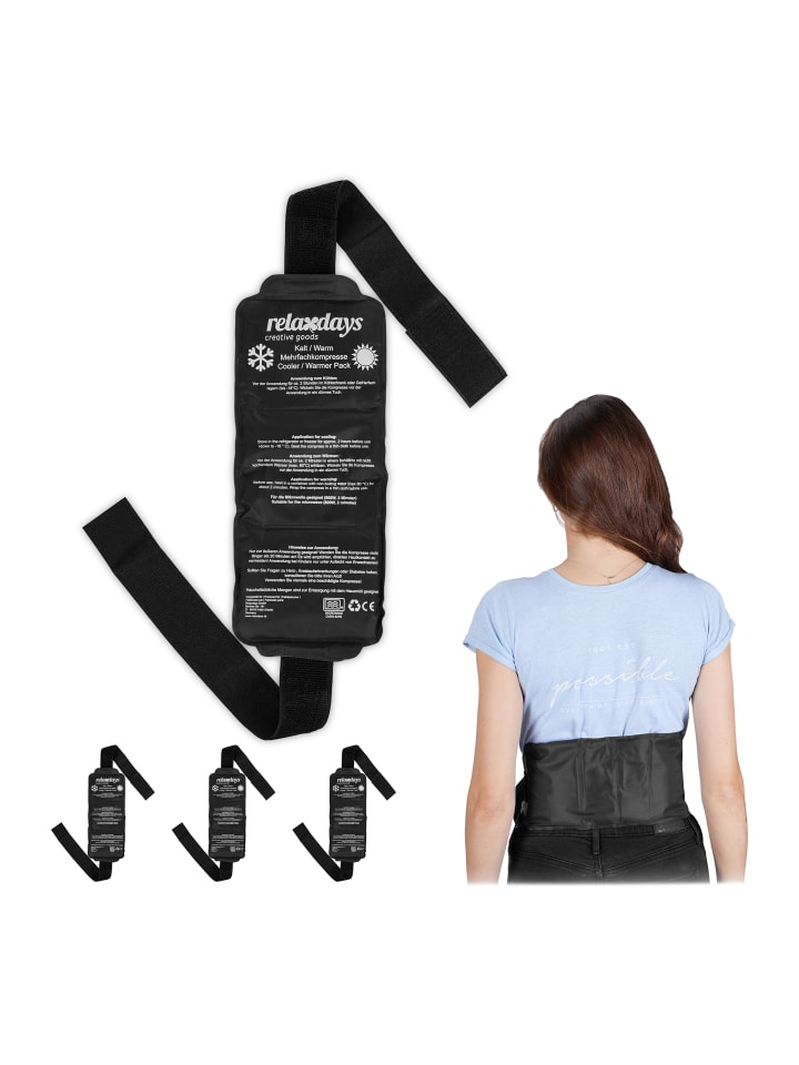 relaxdays 4 x Kältegürtel in Schwarz günstig kaufen onesize