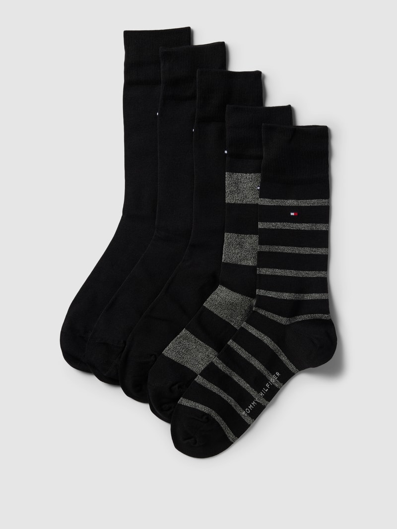 Socken mit Logo-Stitching im 5er-Pack Modell 'MOULINE' in schwarz