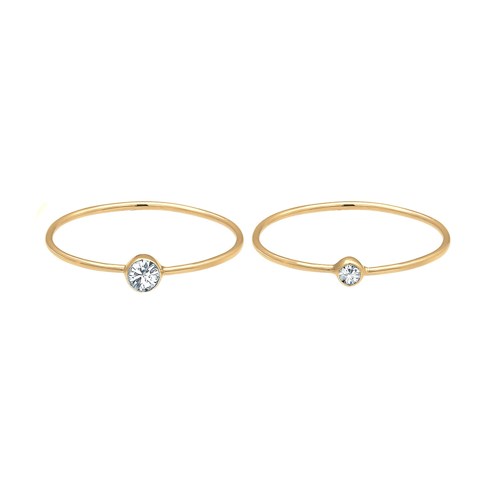 Elli Elli Bague Ensemble pour Femmes Élégant Basique avec Cristaux en Argent Sterling  Bague