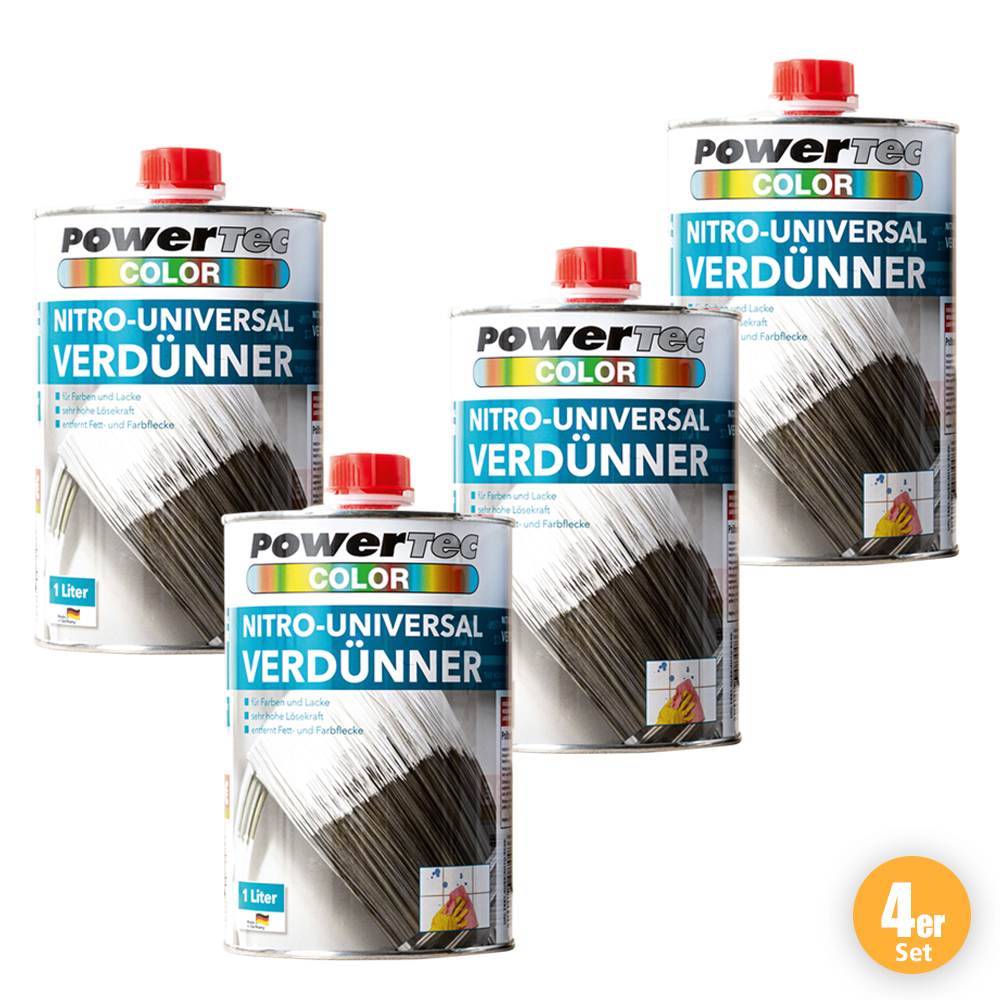 Powertec Color Profi Spezialverdünner - Nitro-Universalverdünner, 4er-Set