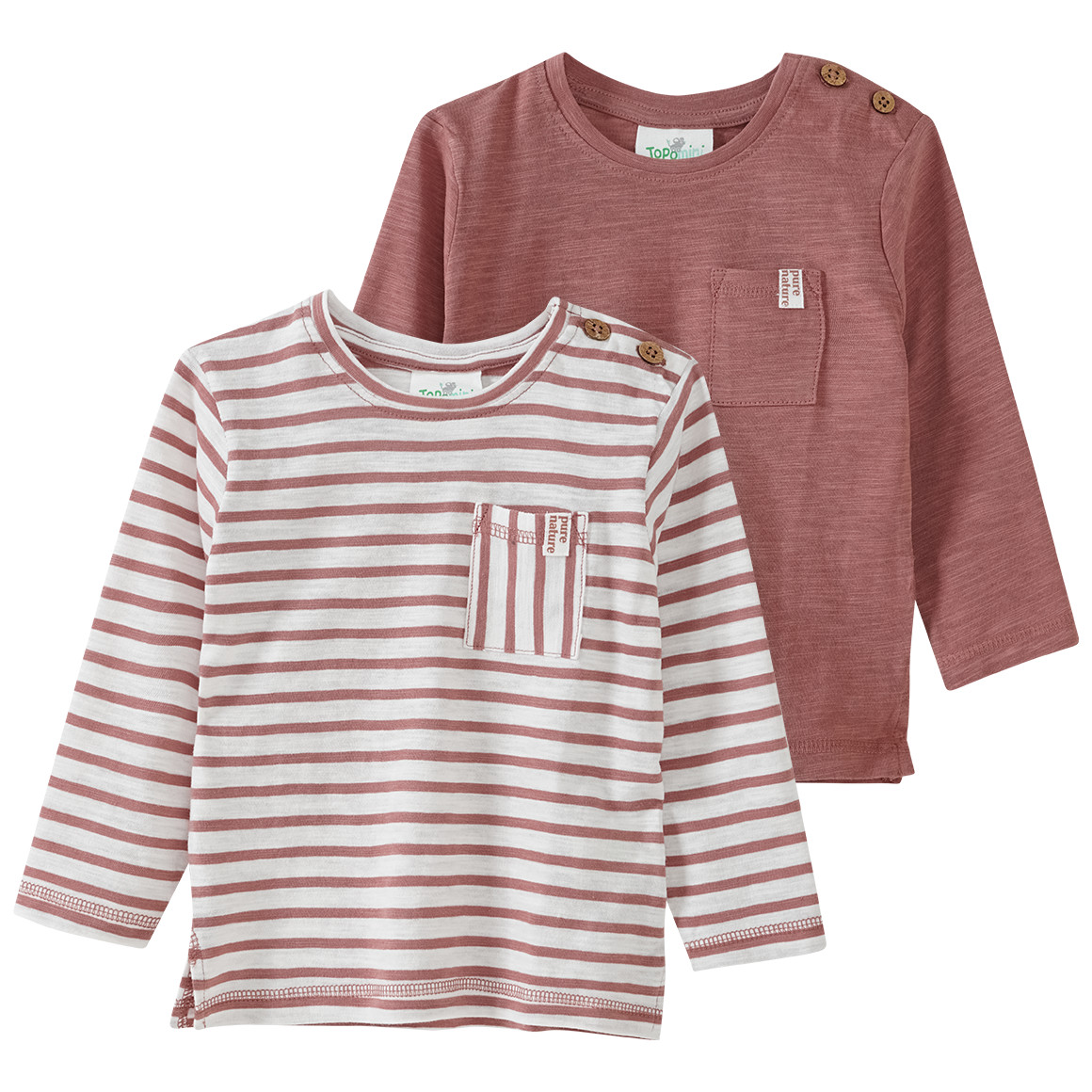2 Baby Langarmshirts mit Flammgarn