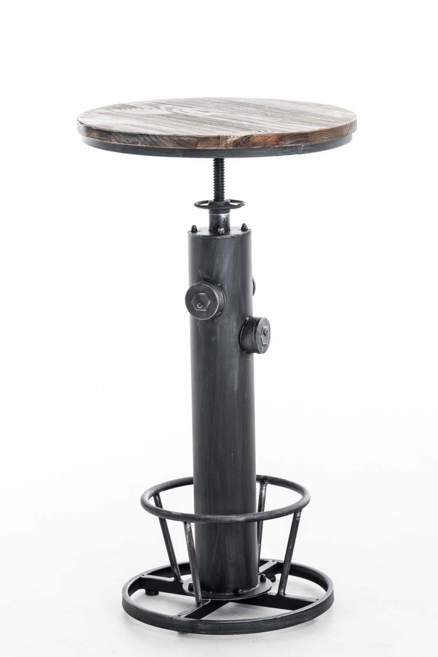 TPFLiving Stehtisch Ruhne - Bartisch für Küche, Esszimmer, Wohnzimmer, Balkon, Terrasse (Bistrotisch mit Kiefernholz-Tischplatte - Durchmesser: 60 cm, 1-St., Höhenverstellbarer Stehtisch mit Stahlgestell), Maße (BxLxH): 60 x 60 x 100cm - Gewicht 15 k