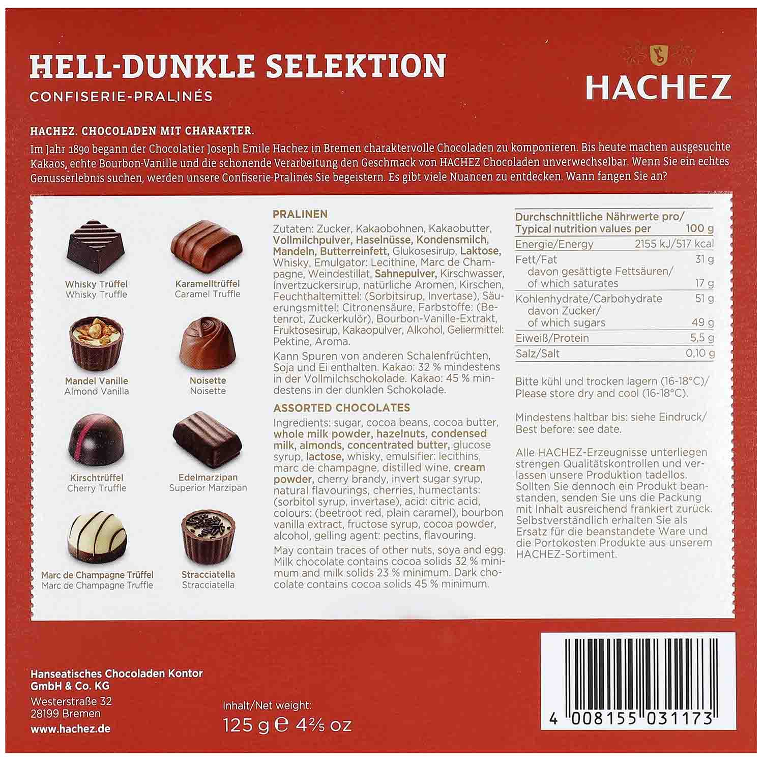 Hachez Hell-Dunkle Selektion 125g