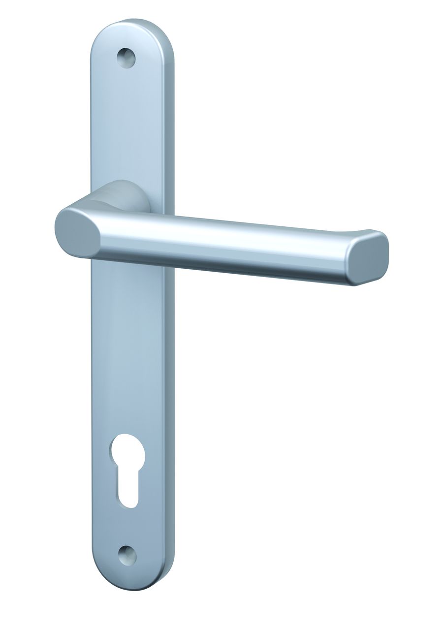Basi 1/2-Schmalrahmen-Drücker-Garnitur (innen) - rund - Alu Edelstahlfa. - Lochung: PZ - 92/8 mm