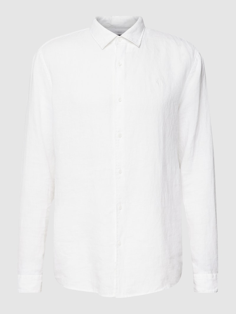 Freizeithemd mit Label-Stitching in weiß