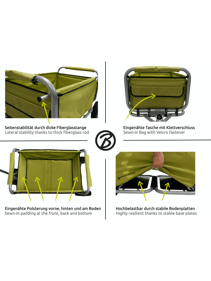 Beachtrekker Beachtrekker LiFe faltbarer Bollerwagen   Bremse, klappbarer Handwagen (Oliv) günstig kaufen onesize
