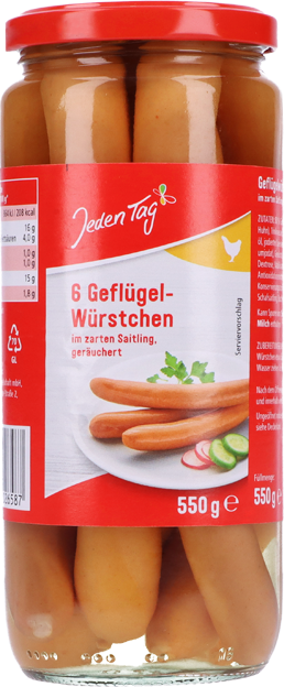 Jeden Tag Geflügelwürstchen