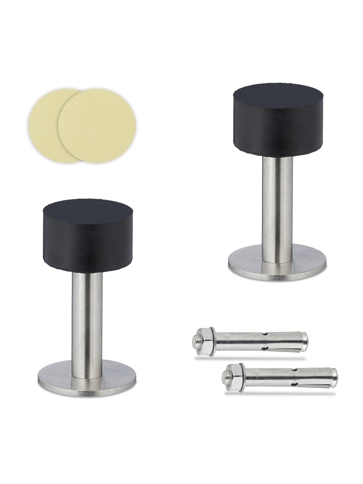 relaxdays 2 x Türstopper in Schwarz/ Silber günstig kaufen onesize