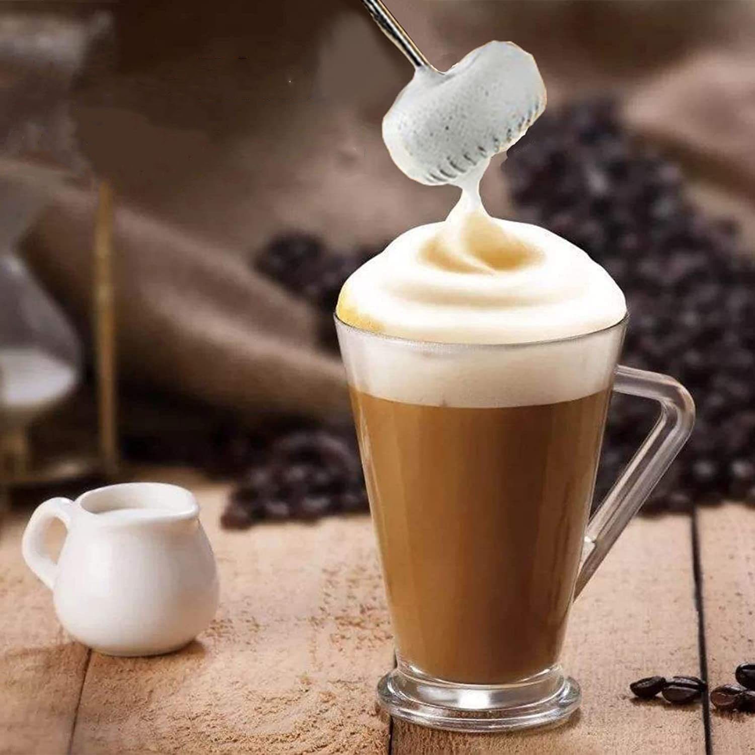 Mutoy Milchaufschäumer Milchaufschäumer,Elektrischer Stab Milchaufschäumer mit 14.200 U/min, Spezialspirale,leichte Reinigung,Cappuccino Shakes Cocktails Dressings