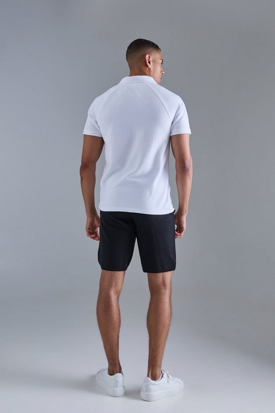 Slim-Fit Raglan Poloshirt mit Reißverschluss