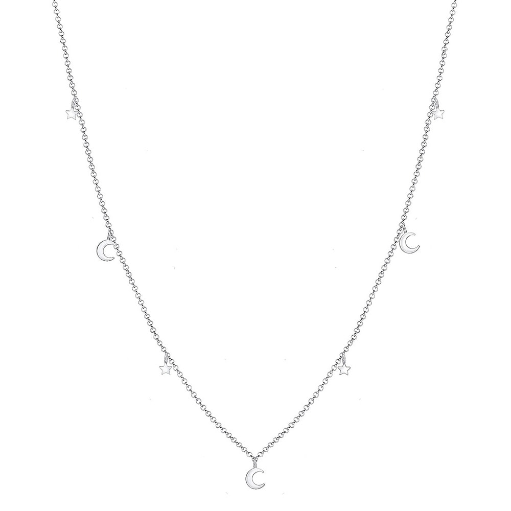 Elli Elli Collier Femme Demi-Lune Étoile en Argent Sterling (925/1000) Bijoux