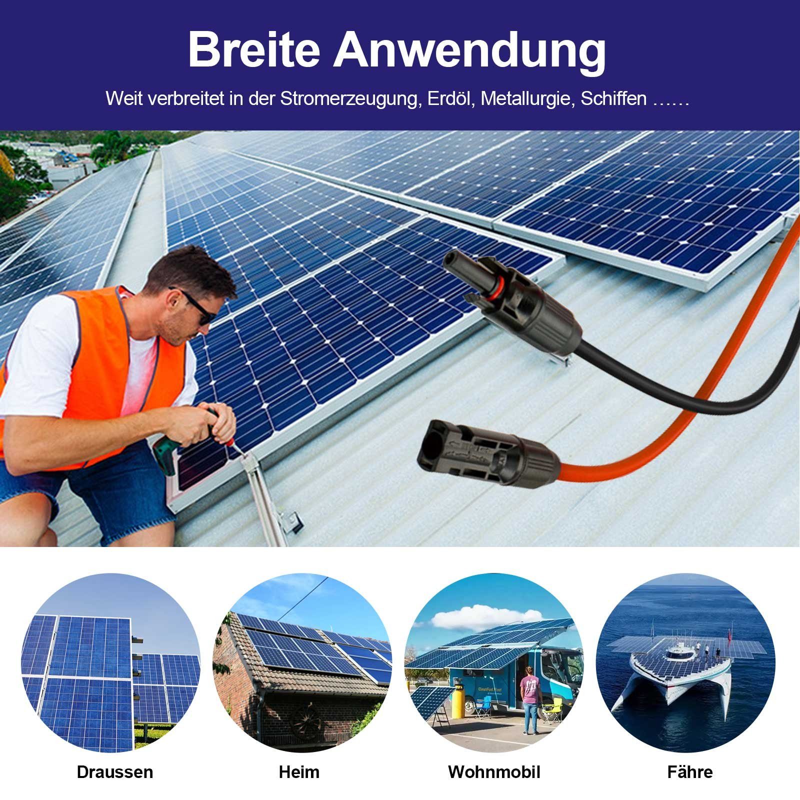 GLIESE Solaranlage 1paar 6mm2 rot + schwarz Solarkabel 32.8-49m mit Stecker, (1 Paar Solarkabel)