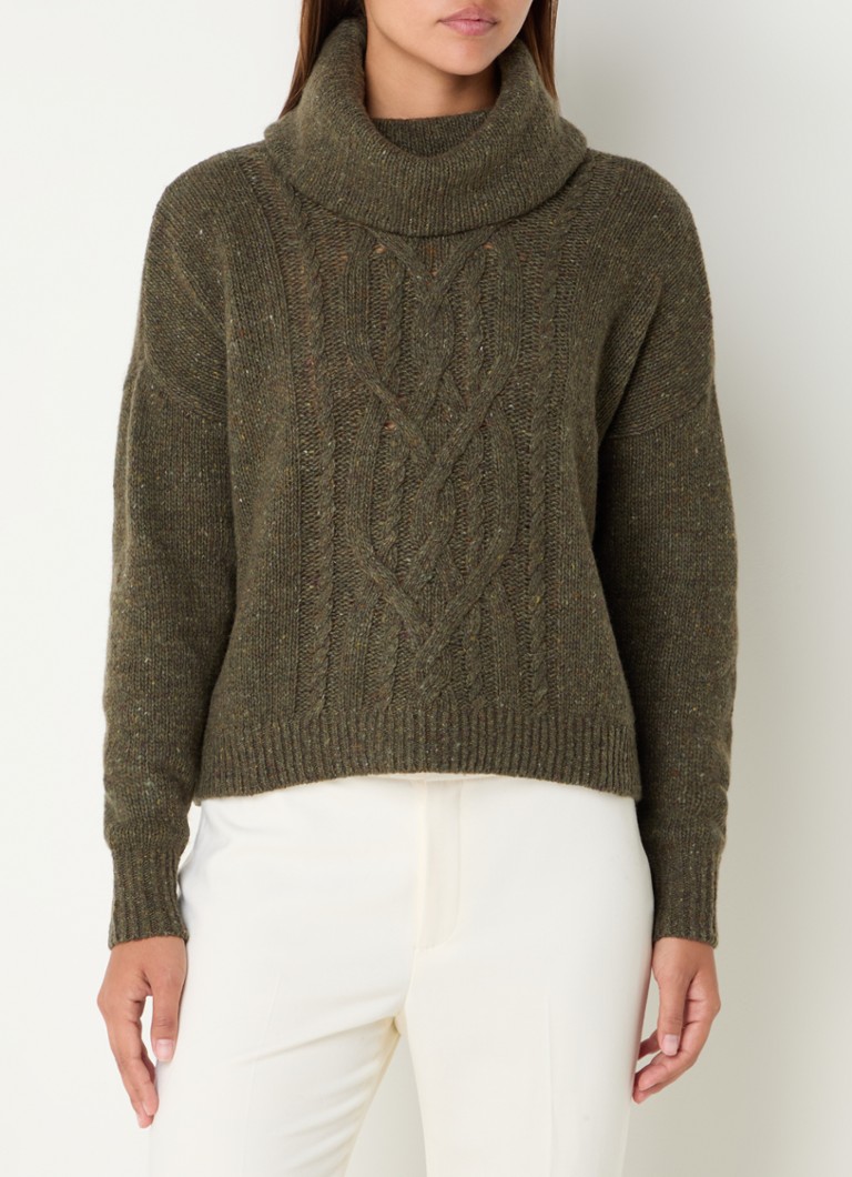 Pulover Ralph Lauren tricotat cu cabluri din amestec de alpaca și lână
