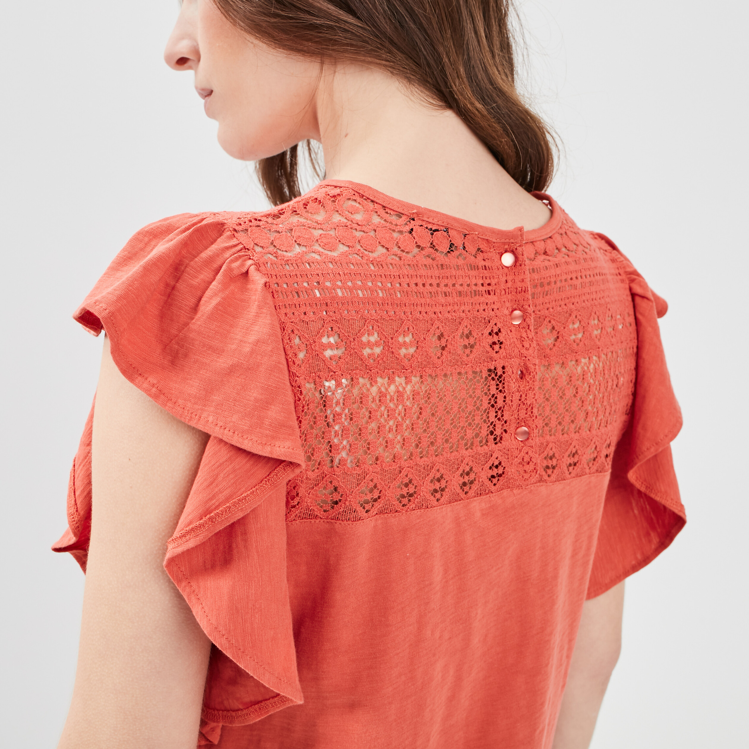 T-shirt manches courtes orange femme | La Halle