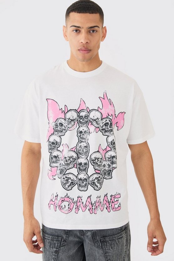 Oversize T-Shirt mit Totenkopf-Print