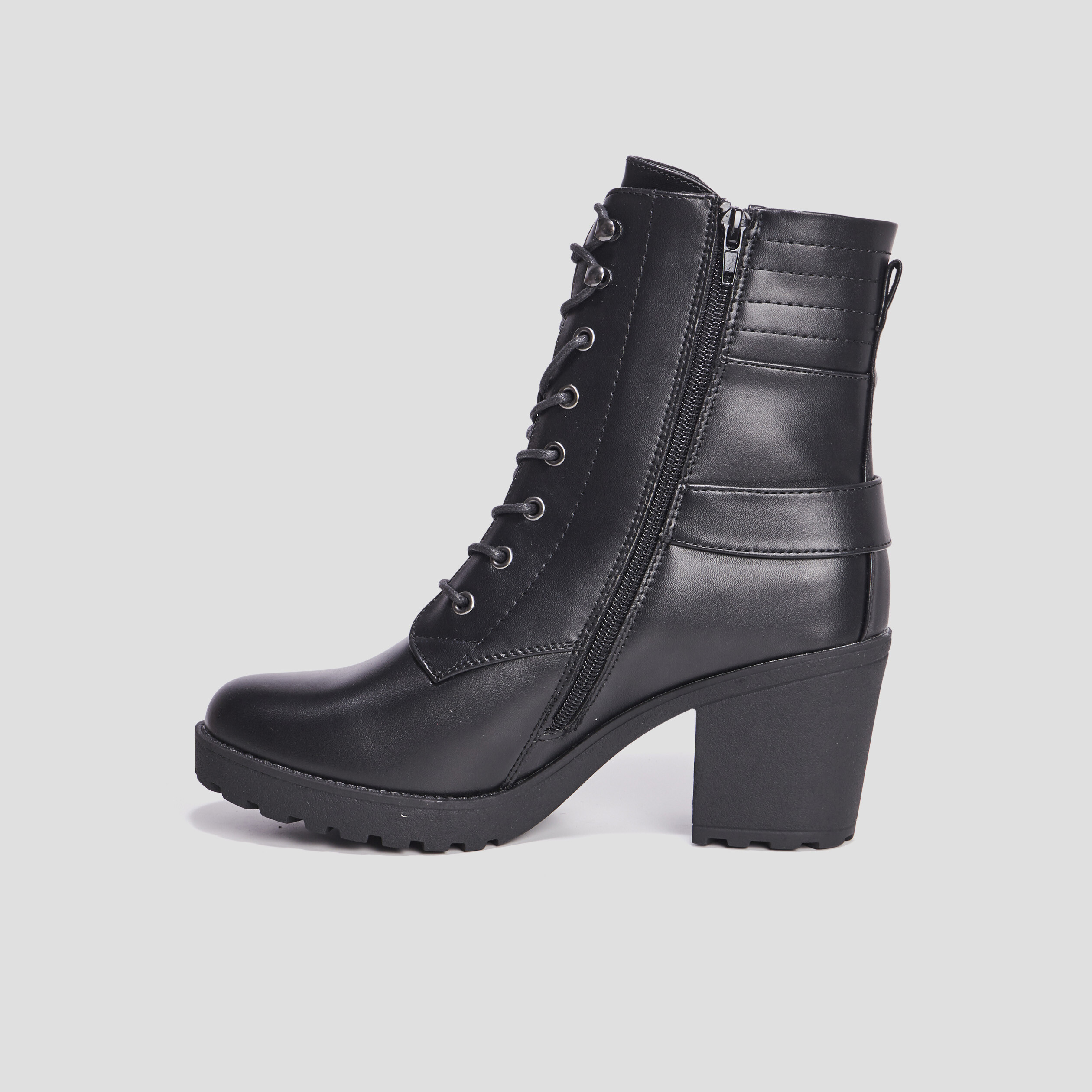 Bottines à talons et lacets noir femme | La Halle