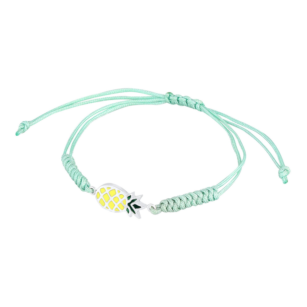 Elli Elli Bracelet Enfants Ananas Colorés Été Nylon Bleu Réglable en Argent Sterling 9 Bracelet