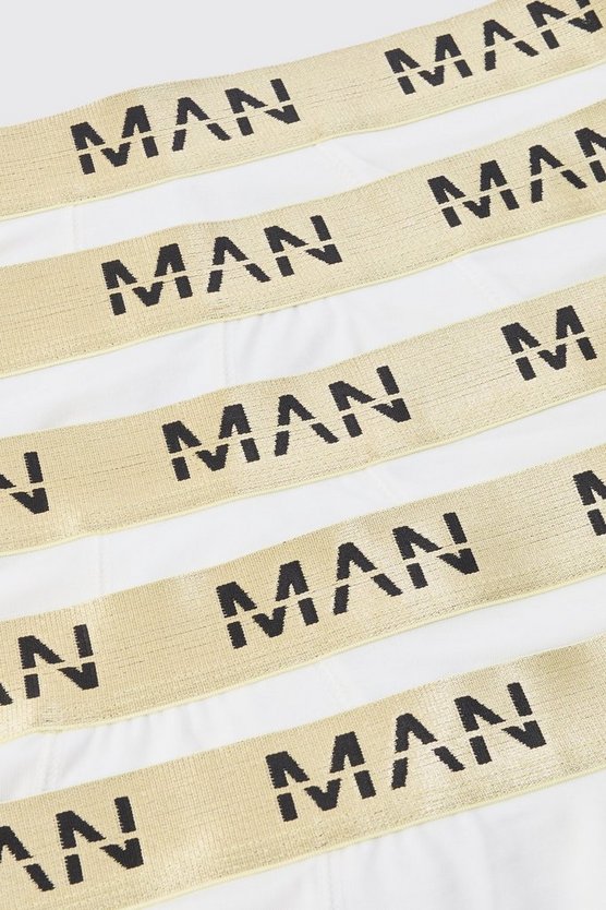 5er-Pack goldene Man Dash Boxershorts in Weiß