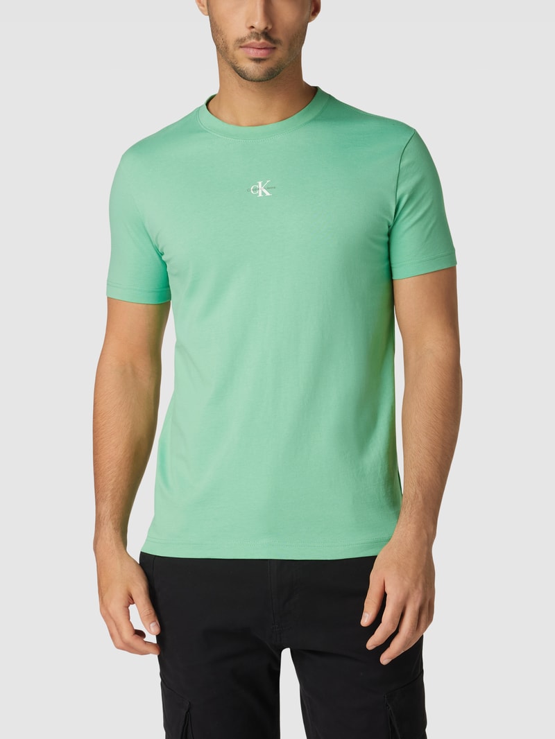 T-Shirt mit Label-Print in hellgrün