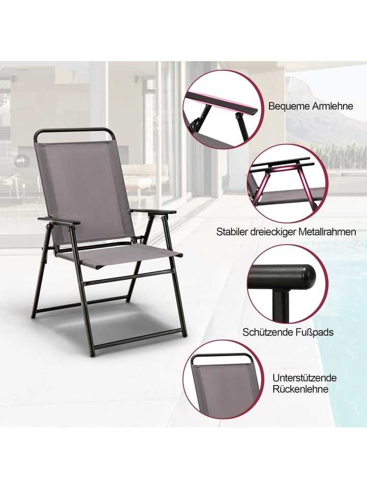 COSTWAY 2er Set Gartenstühle klappbar in Grau günstig kaufen onesize