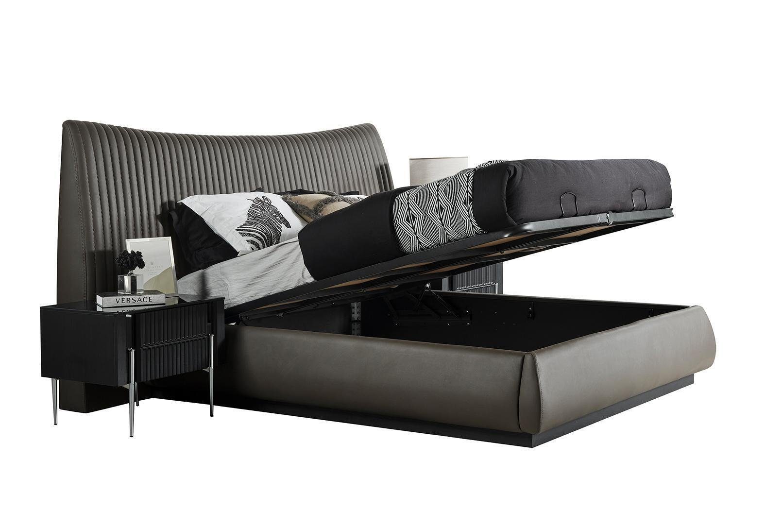 JVmoebel Schlafzimmer-Set Designer Schlafzimmer Möbel Luxus Doppelbett 2x Nachttische Edle, (3-St., Bett, 2x Nachttisch), Made in Europa