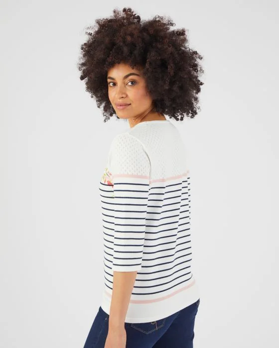 Pull rayé et imprimé floral