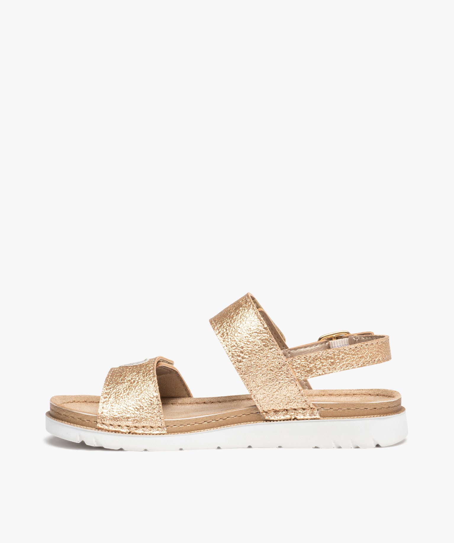 Sandales fille à brides irisées avec scratch or | GEMO
