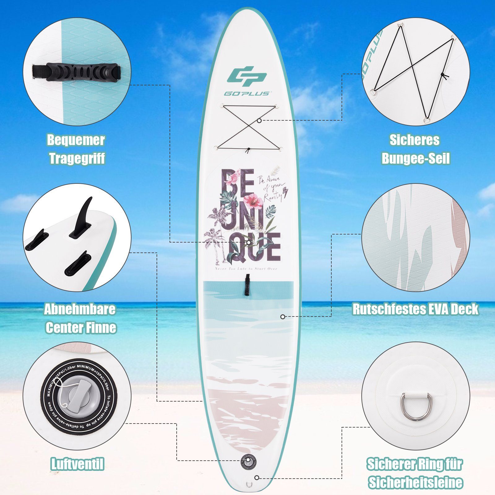COSTWAY SUP-Board Stand Up Paddling Board, mit Paddel & Pumpe