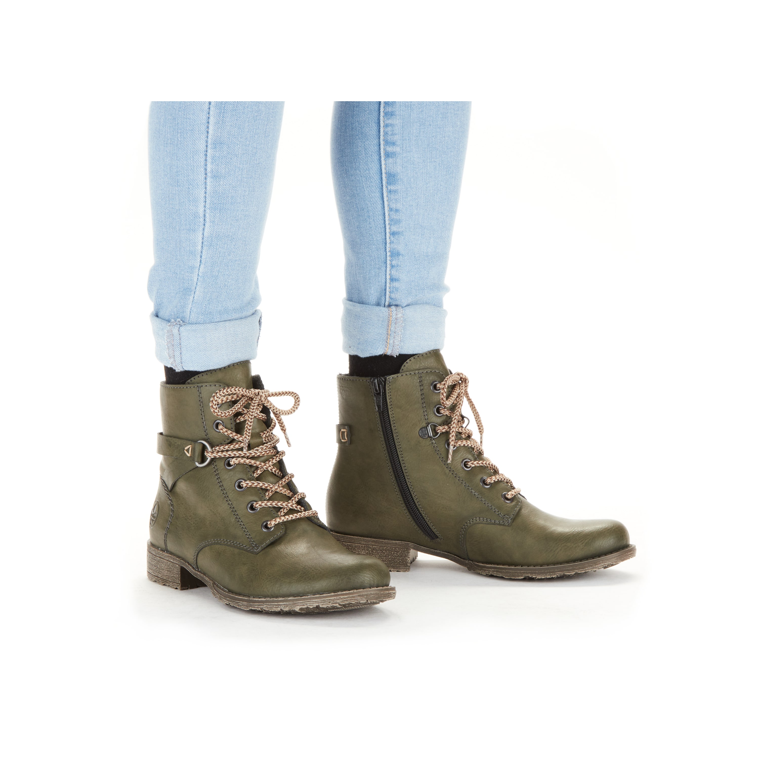 Rieker Damen Schnürstiefel olivgrün