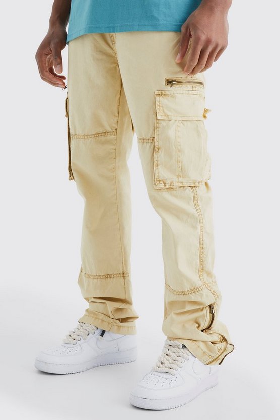 Slim-Fit Cargo-Hose mit Acid-Waschung und Reißverschluss