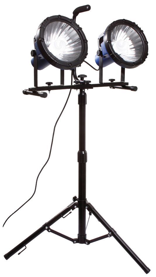 Lampă de lucru portabilă Schwabe 46138 IP44 2x36W 230V/16A pe trepied cu cablu H05RN-F 2x1.0 3m