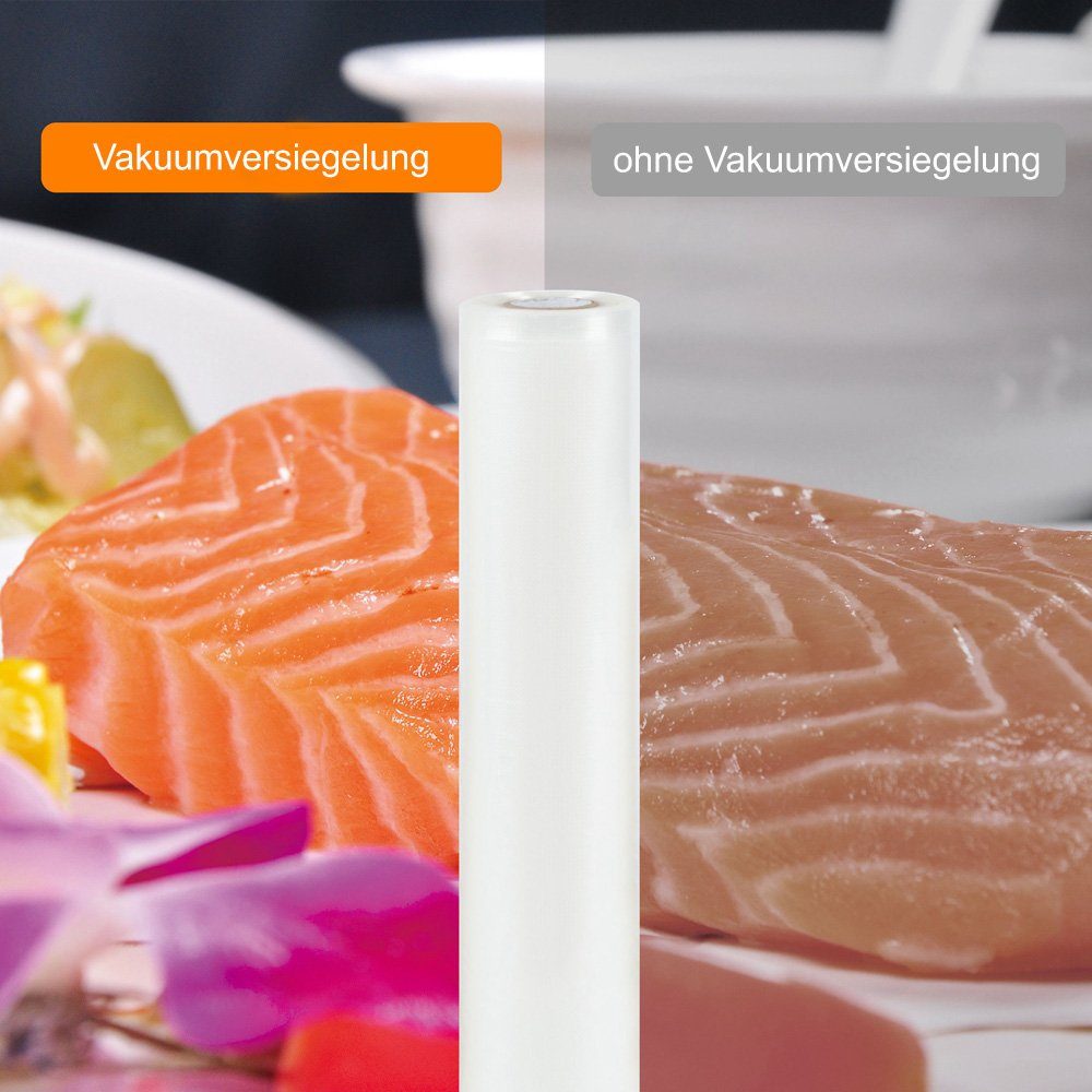 Zoomyo Vakuumier-Folienrollen Vakuumierrollen-Set, 2 Vakuumier-Rollen mit 15 cm, 2 Vakuumierrollen mit 20 cm Breite, Länge je 6 m