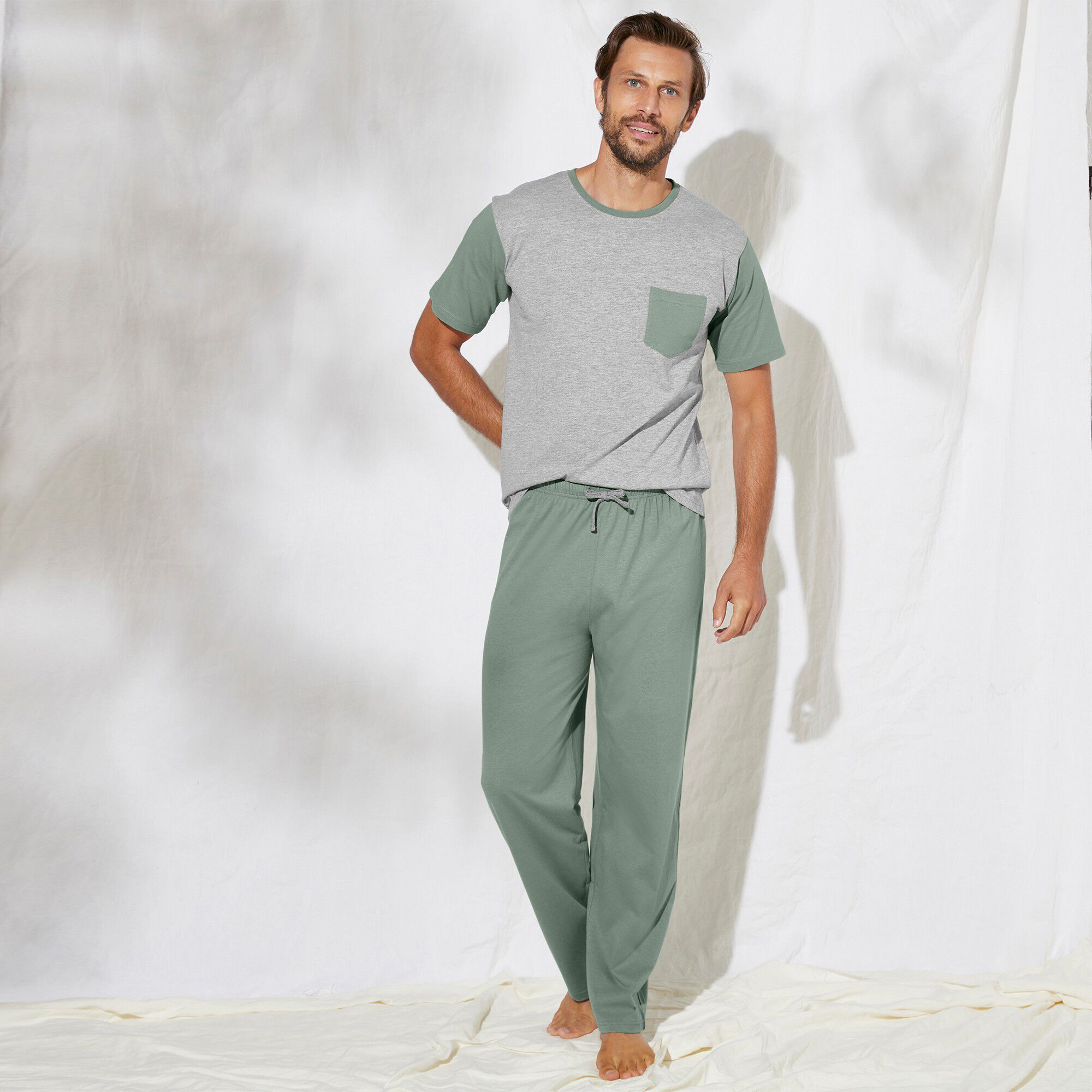 Pantalon pyjama uni vert