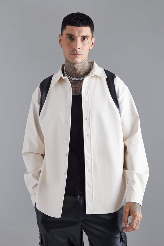 Overshirt mit PU-Einsatz