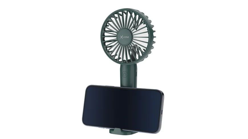 XLayer Tragbarer Handventilator mit Smartphone Halterung 1.200 mAh Green