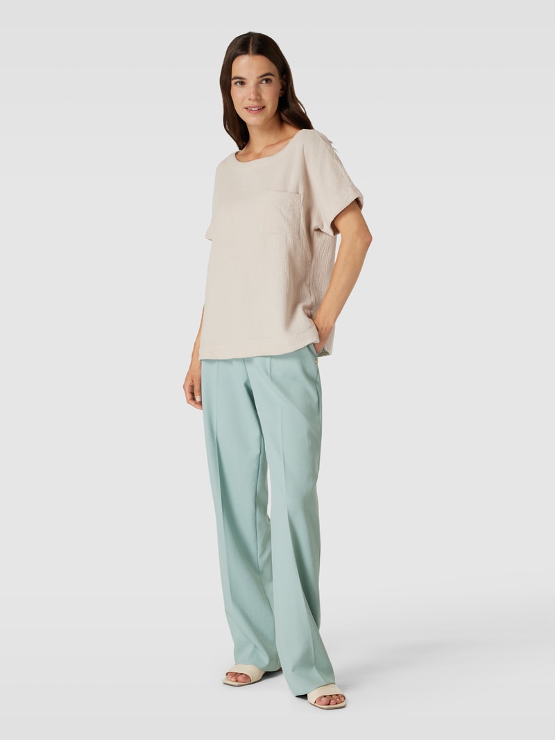 Bluse in Crinkle-Optik in ecru